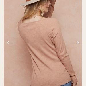 Doe & Rae ribbed button shoulder long sleeve top